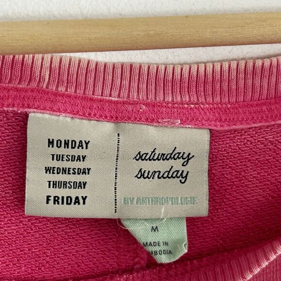 Anthropologie Saturday Sunday Dress Size Medium Pink Acid Wash Short Sleeve - Picture 5 of 8